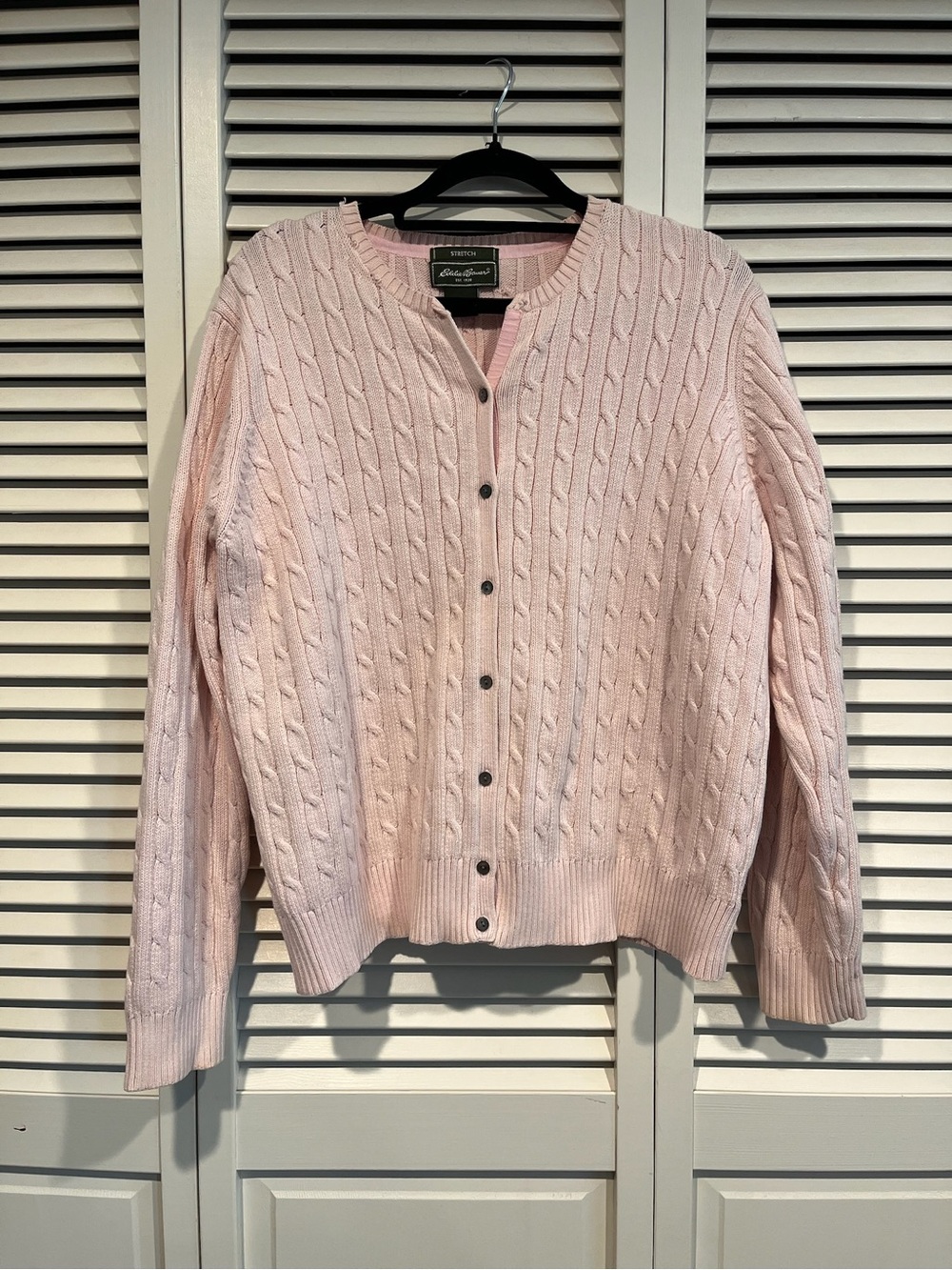 Eddie Bauer Light Pink Cable-Knit Button Cardigan